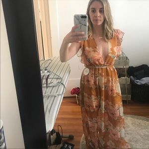 Maxi floral mustard dress